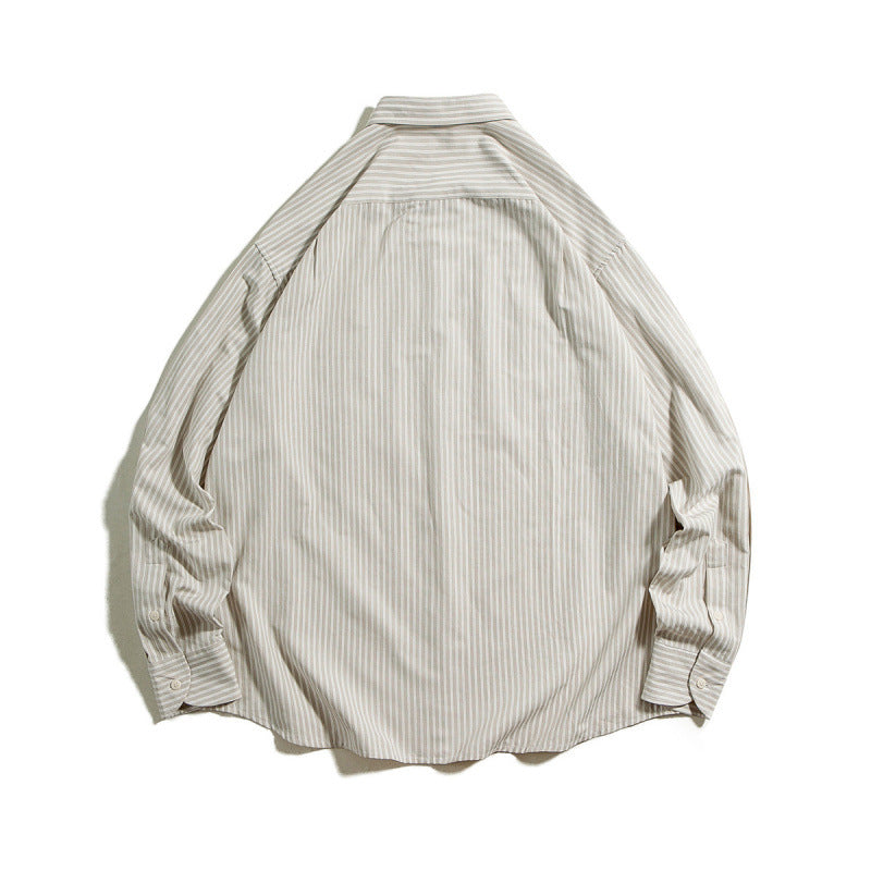 Men's Oversized Striped Shirt with Button Collar and Chest Pocket Mune Fashion