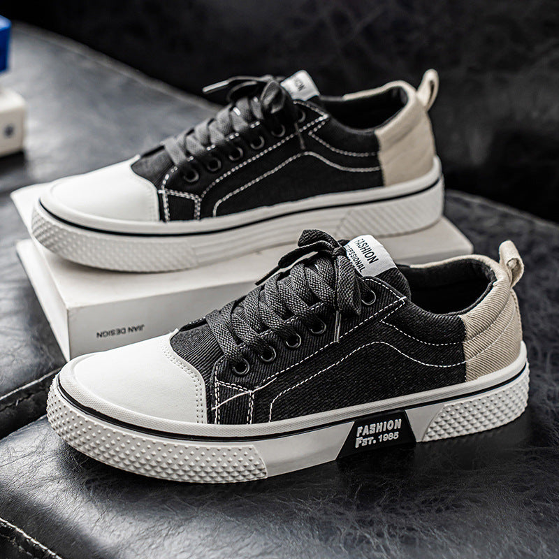 Men's Low-Top Canvas Platform Sneaker with Treaded Rubber Sole and Reinforced Toe Cap Mune Fashion