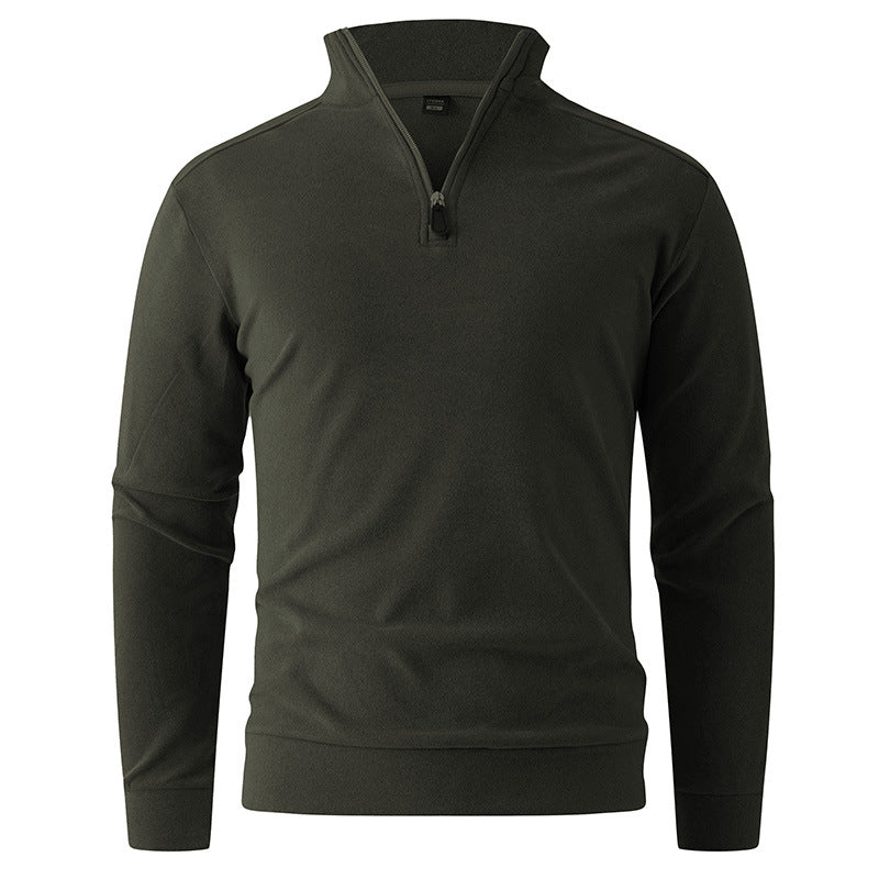 Men's Comfortable Stretch Half-Zip Sweater with Stand-Up Collar and Brushed Inner Lining Mune Fashion