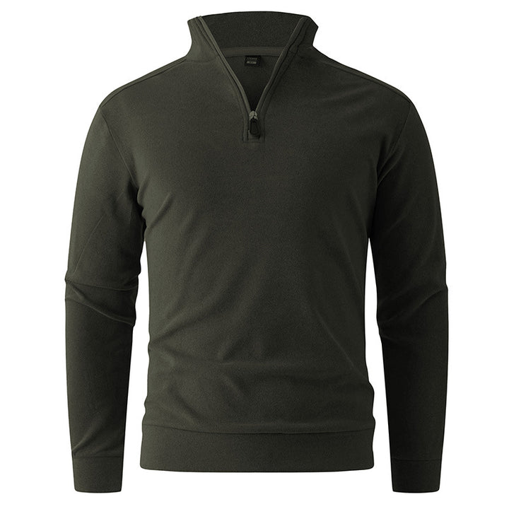 Men's Comfortable Stretch Half-Zip Sweater with Stand-Up Collar and Brushed Inner Lining Mune Fashion