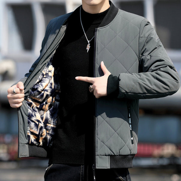 Men's quilted bomber jacket with patterned lining and ribbed cuffs Mune Fashion