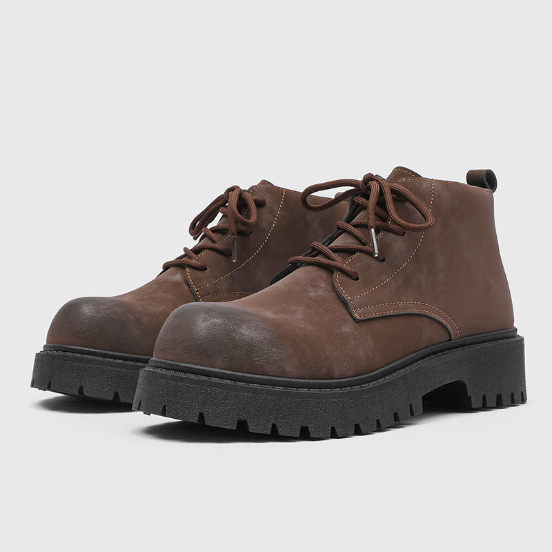 Men's Lace-up Combat Style Boots with Distinctive Tread Sole Mune Fashion