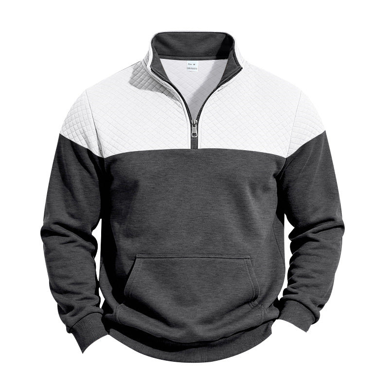 Men's half-zip sweatshirt with quilted shoulder yoke and kangaroo pocket Mune Fashion