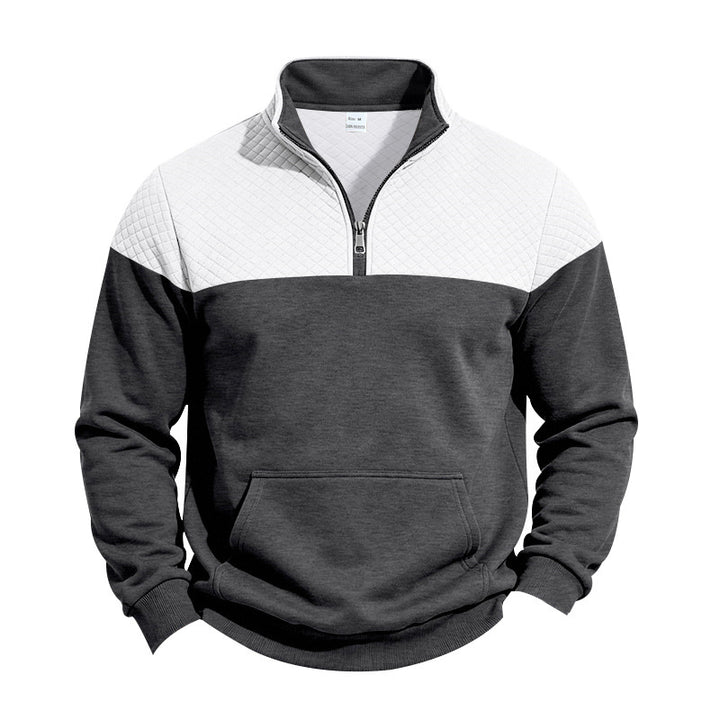 Men's half-zip sweatshirt with quilted shoulder yoke and kangaroo pocket Mune Fashion