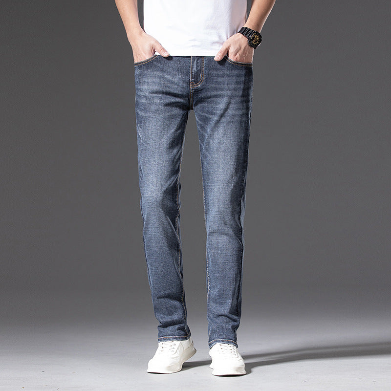 Men's Slim-Straight Stretch Jeans with Light Used Look Mune Fashion