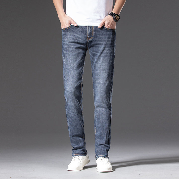 Men's Slim-Straight Stretch Jeans with Light Used Look Mune Fashion