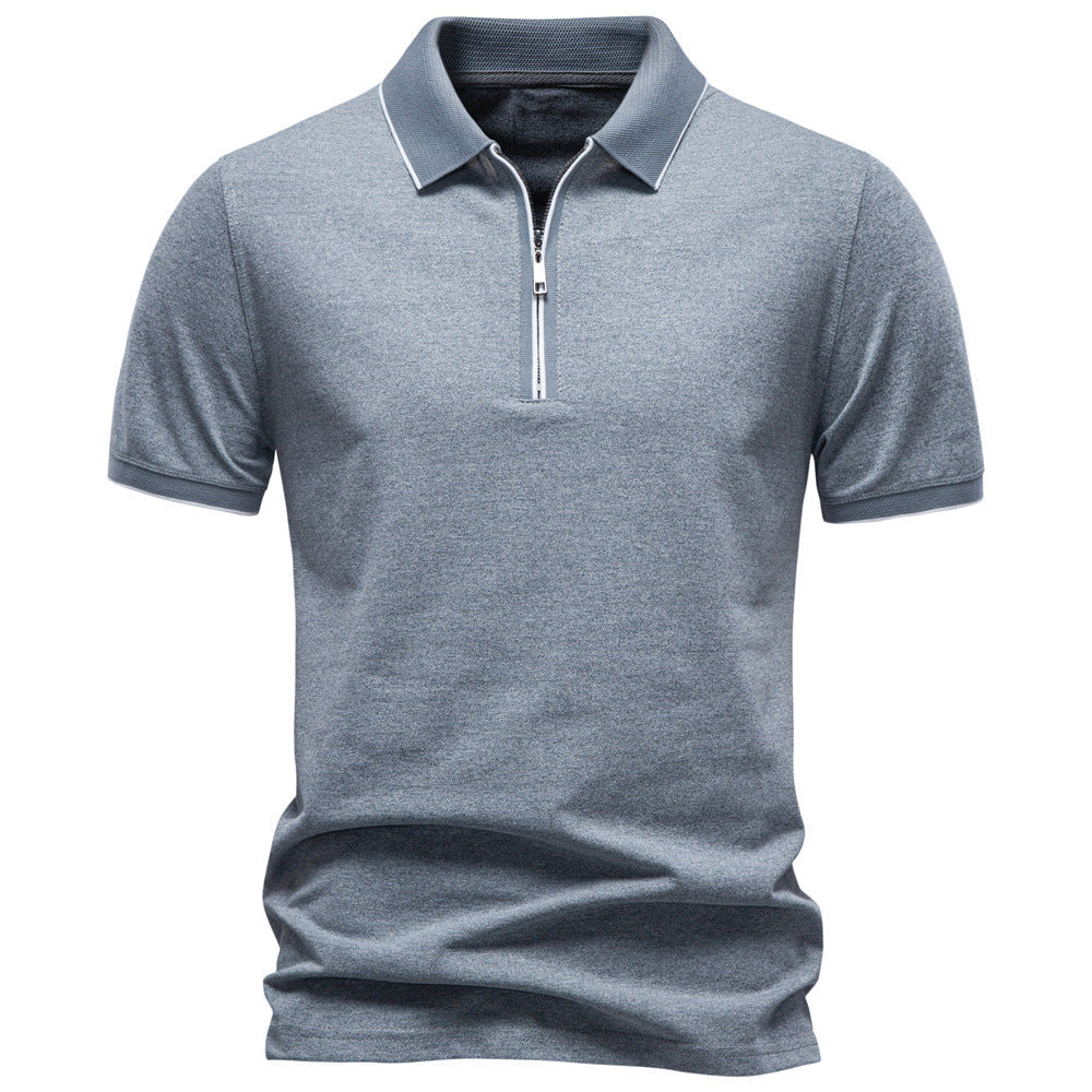 Men's breathable short-sleeved polo shirt with half-high zipper and piqué texture Mune Fashion