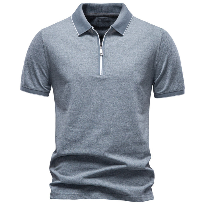 Men's breathable short-sleeved polo shirt with half-high zipper and piqué texture Mune Fashion