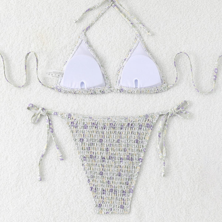 Women's triangle bikini set with floral pattern and high-quality tie bands Mune Fashion