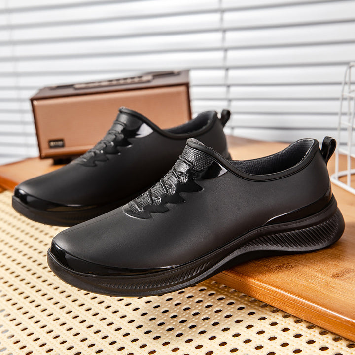 Men's Waterproof Slip-On Rubber Sneaker with Shock Absorbing Sole and Subtle Lace Look Mune Fashion