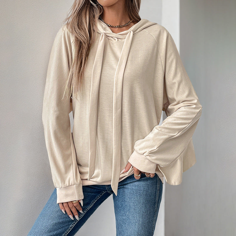 Women's Casual Oversize Hoodie with Hood, Long Drawstrings and Raglan Sleeves Mune Fashion