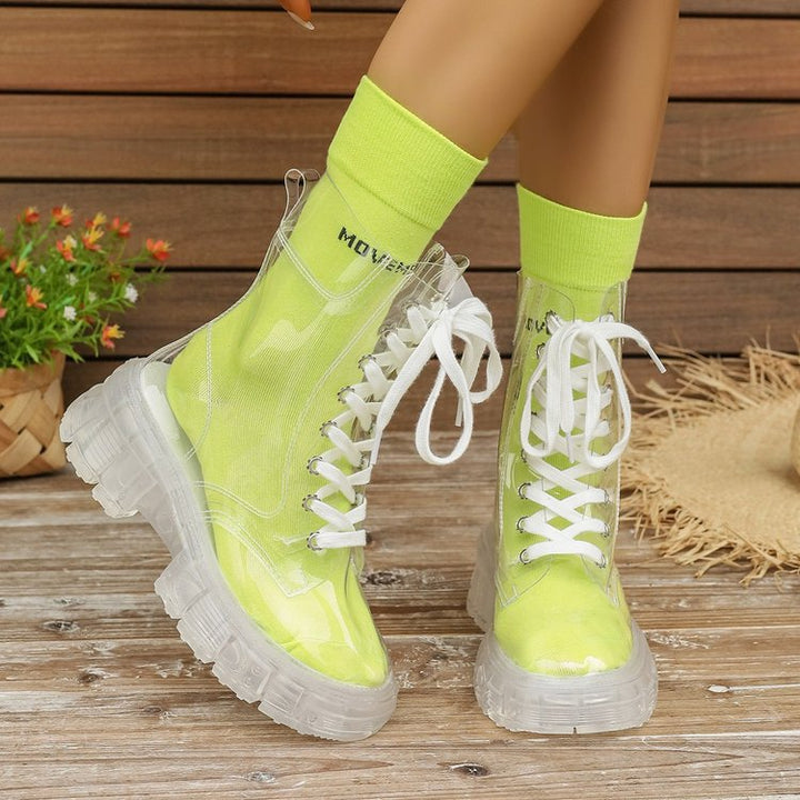 Women Transparent Platform High-Top Boots with Colored Insole Mune Fashion