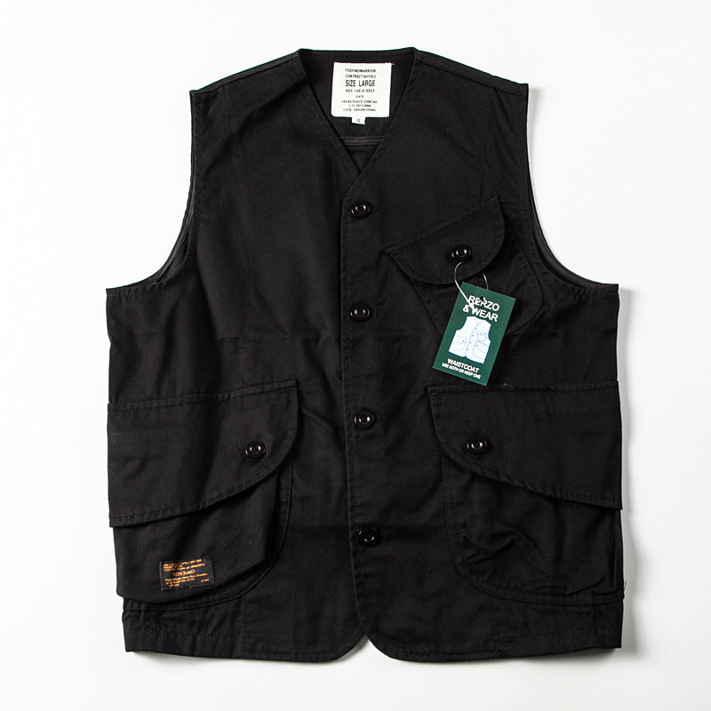 Men's Utility Vest with Multiple Patch Pockets Made of Durable Canvas Mune Fashion
