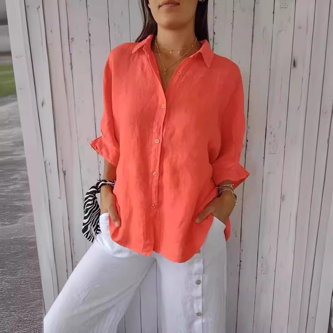 Women's Light Linen Blouse with Loose Fit Mune Fashion