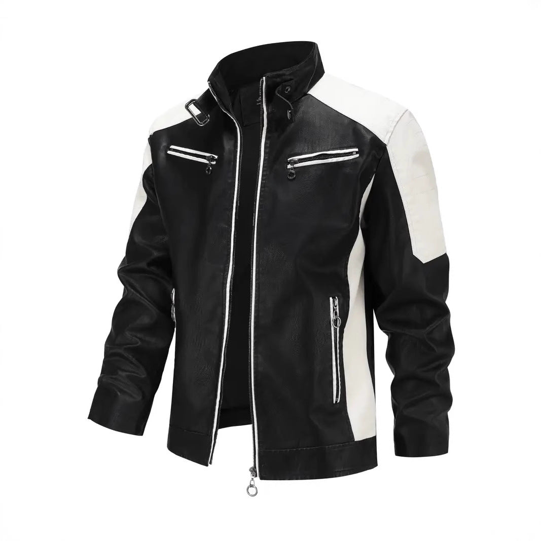 Men's sporty artificial leather jacket with zipper Mune Fashion