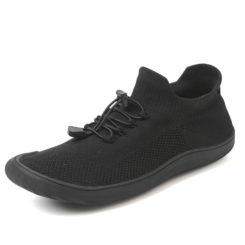 Unisex slim-knit slip-on trainer with toggle lacing and ultra-flexible minimal sole Mune Fashion