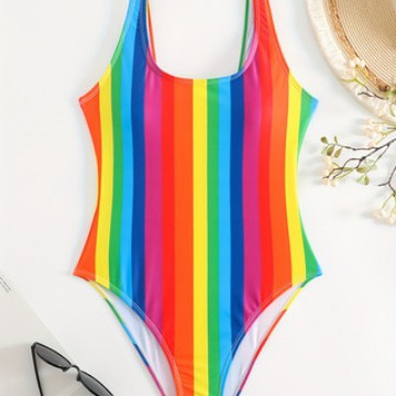 Women's One-Piece Sporty Swimsuit with Fashionable Tie-Dye Design Mune Fashion