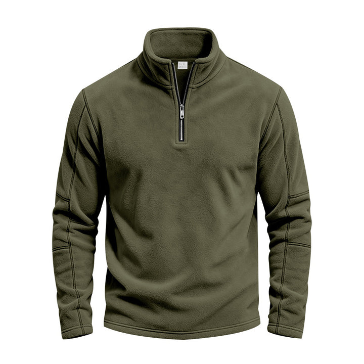 Men's fleece half-zip pullover with stand-up collar and flatlock seams Mune Fashion