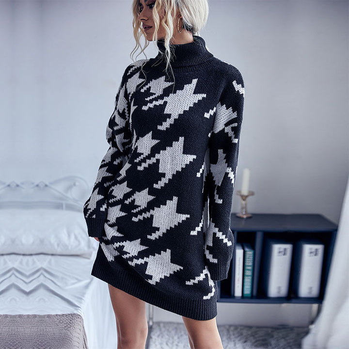 Women’s Large Knit Sweater with Star Pattern Mune Fashion