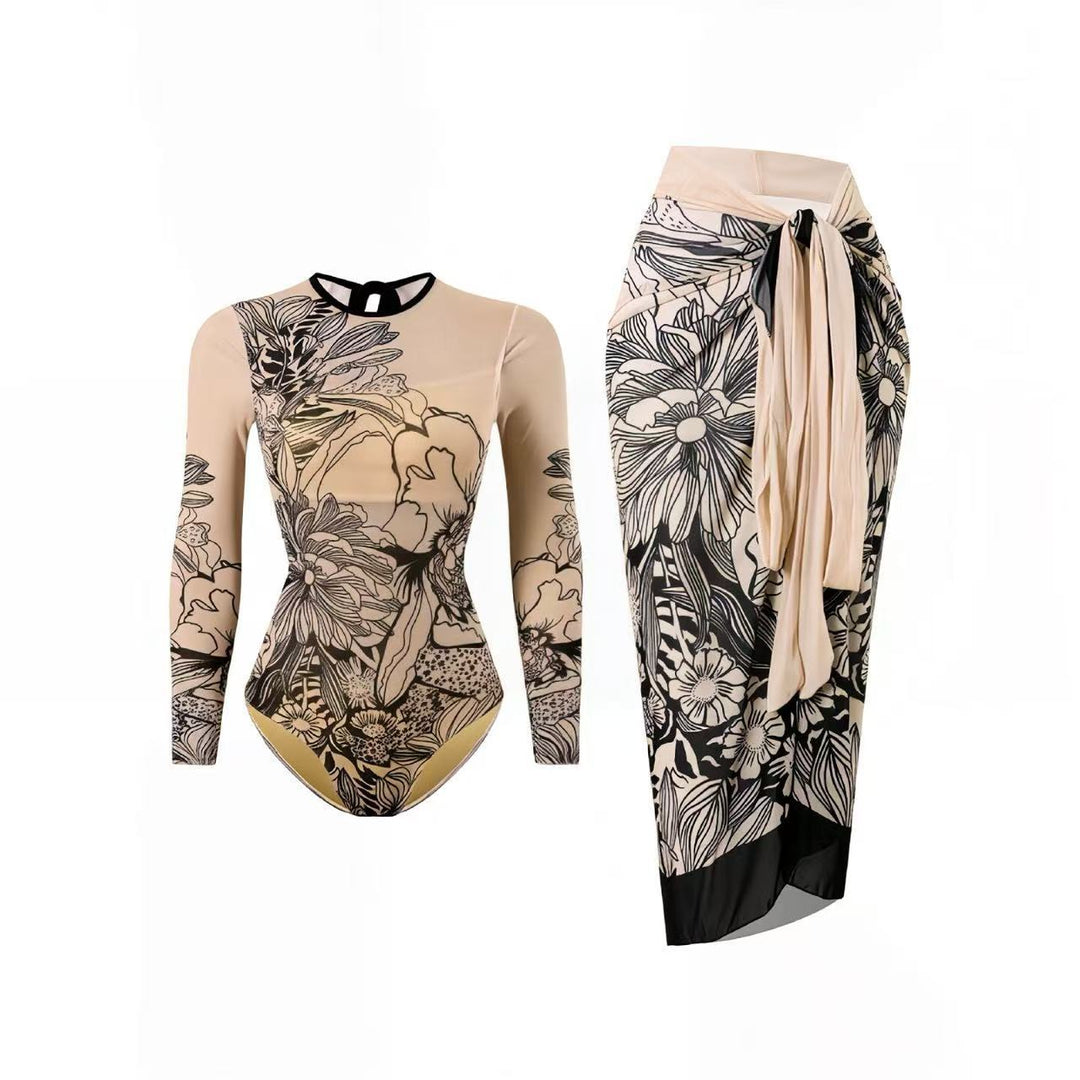 Women's swimsuit with elegant transparent wrap skirt Mune Fashion