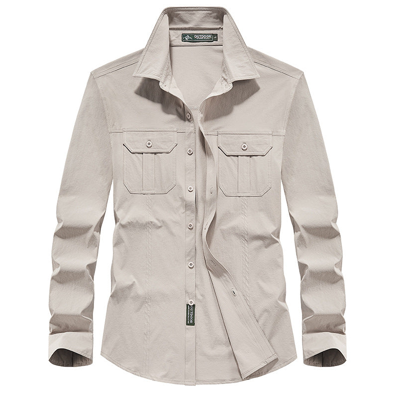 Men's Outdoor Shirt with Chest Pockets, Ripstop Fabric and Regular Fit Mune Fashion