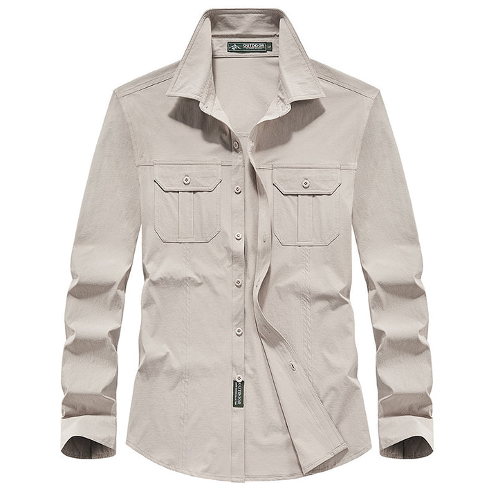 Men's Outdoor Shirt with Chest Pockets, Ripstop Fabric and Regular Fit Mune Fashion