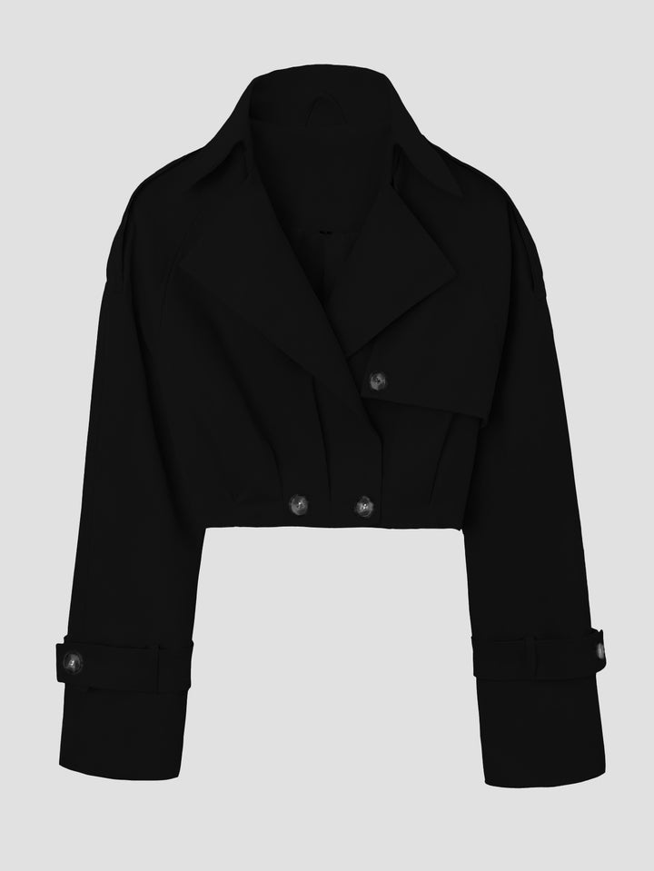 Women's Stylish Cropped Trench Coat Jacket Mune Fashion