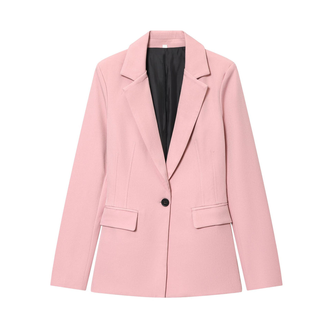 Ladies slim one-button business blazer with patch pockets and defined shoulder shape Mune Fashion