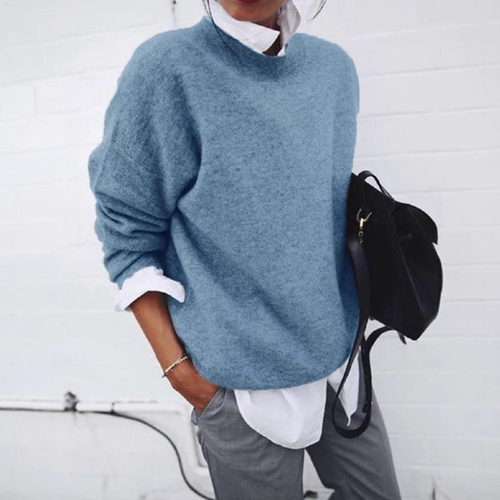 Women's oversized cozy knitted sweater with stand-up collar Mune Fashion