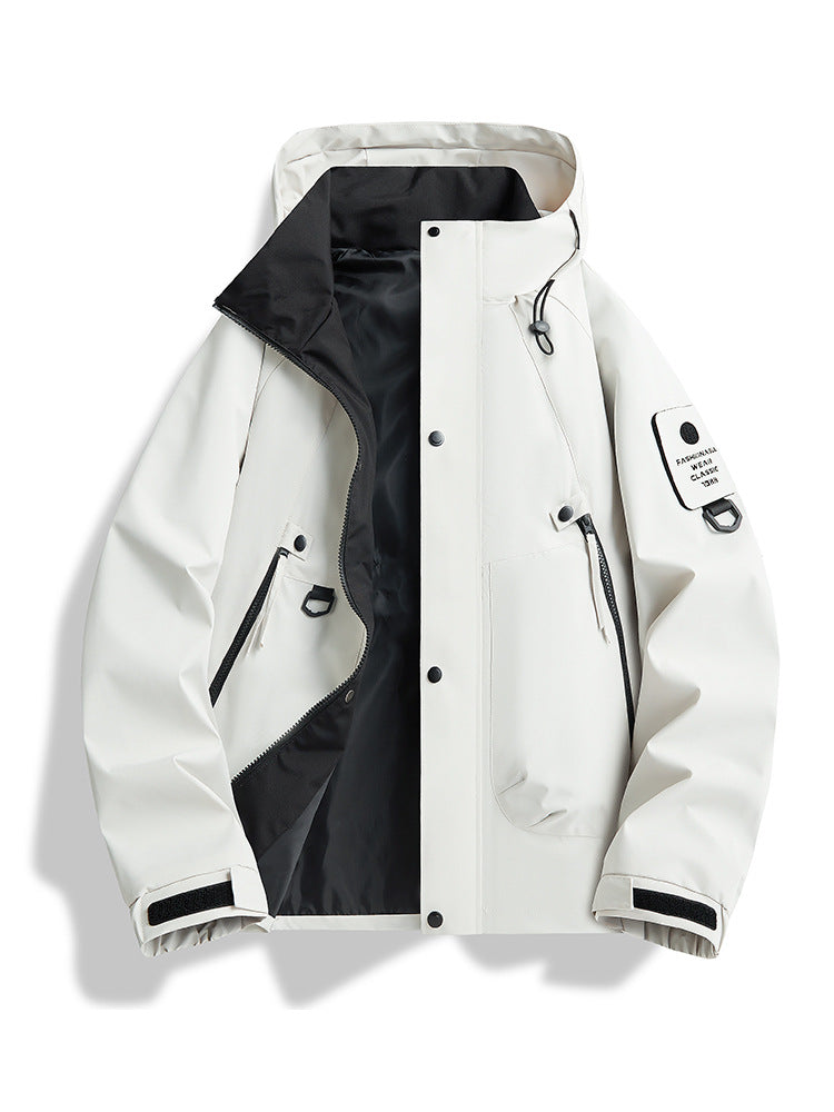 Men's waterproof urban hardshell jacket with welded seams, adjustable hood and utility arm pocket Mune Fashion