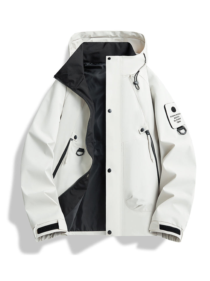 Men's waterproof urban hardshell jacket with welded seams, adjustable hood and utility arm pocket Mune Fashion