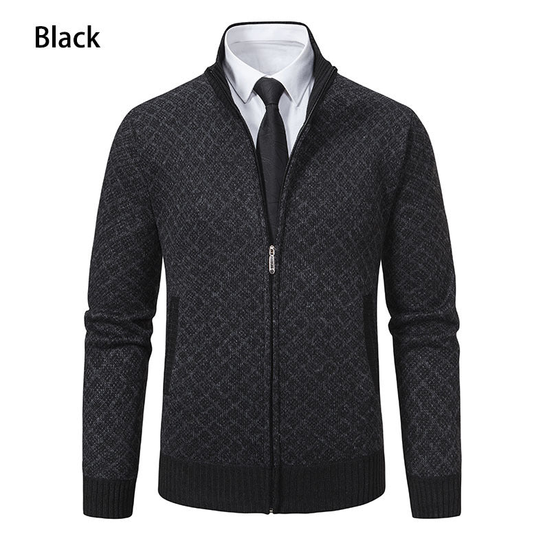 Men's patterned cardigan with stand collar and full zip Mune Fashion