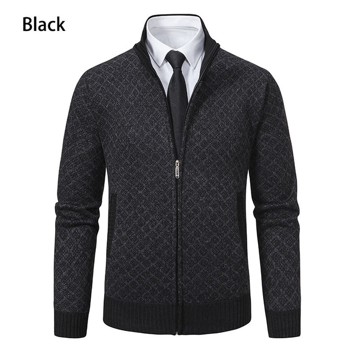 Men's patterned cardigan with stand collar and full zip Mune Fashion