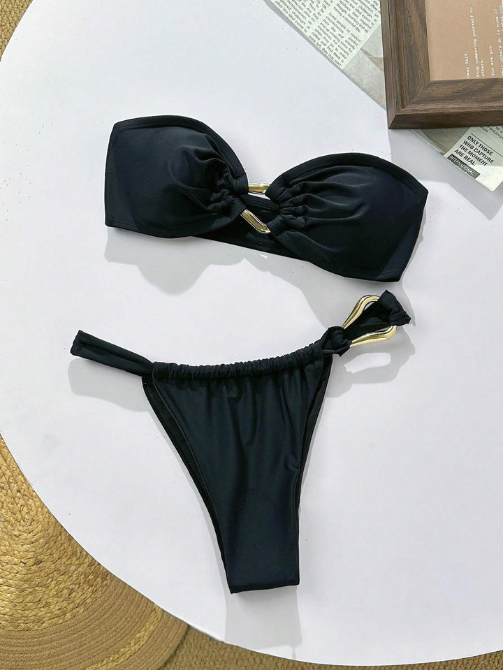 Women's bandeau bikini with decorative jewelry detail Mune Fashion