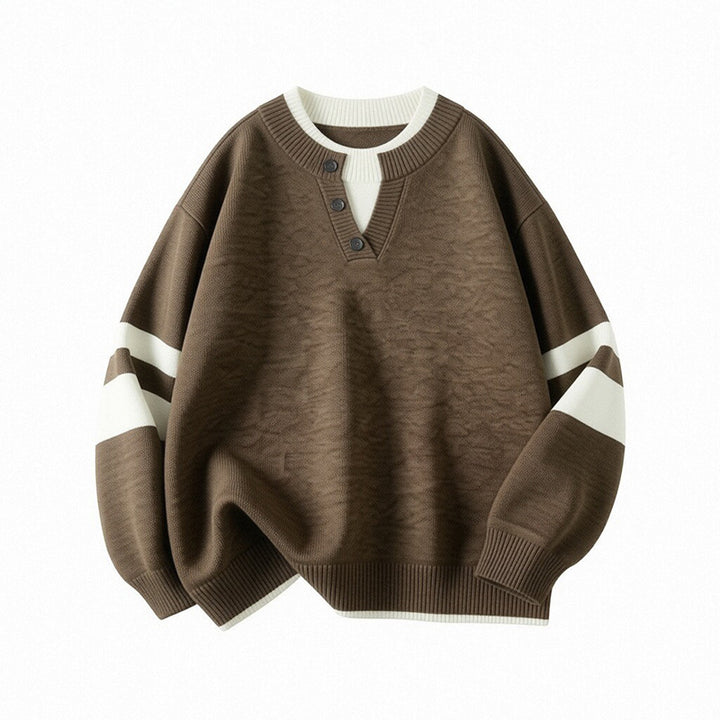 Women's sporty oversized sweater with button placket Mune Fashion