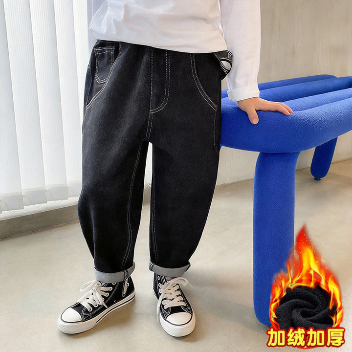 Unisex Comfortable Denim Pants with Elastic Waistband Mune Fashion