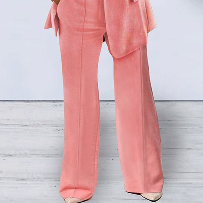 Women’s office-appropriate pantsuit set with wide trousers and tailored blazer Mune Fashion