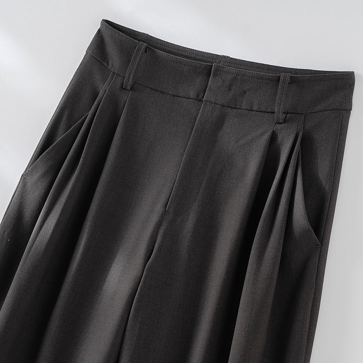 Ladies High-Waisted Palazzo Fabric Trousers with Pleats, Side Pockets and Clear Crease Mune Fashion