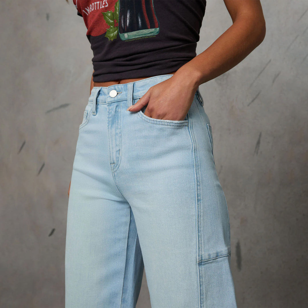 Women High-Waist Jeans in wide leg shape with side pocket Mune Fashion
