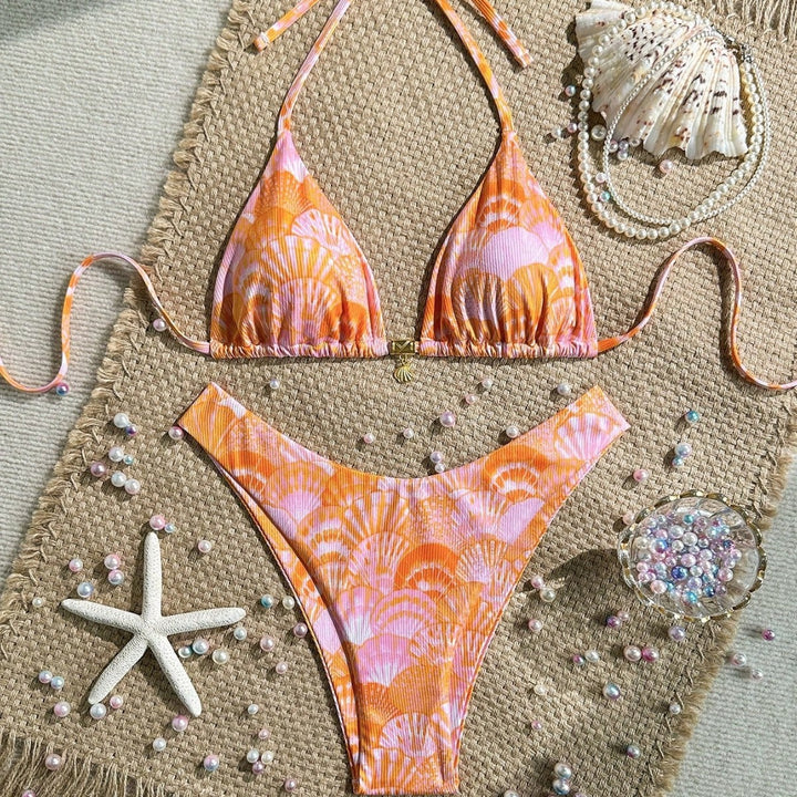 Women's Triangle Bikini with Shell Pattern Mune Fashion
