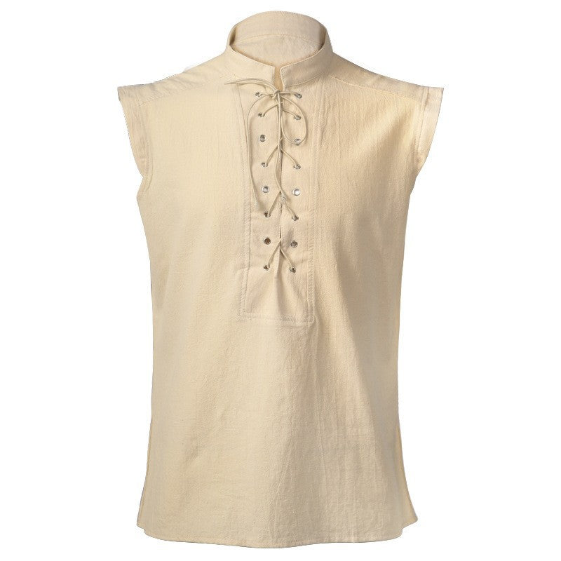 Unisex sleeveless lacing vest in historic LARP design with hidden zipper and metal eyelets Mune Fashion