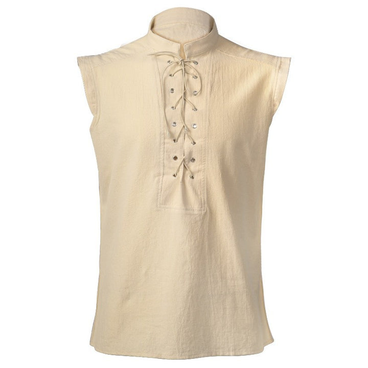 Unisex sleeveless lacing vest in historic LARP design with hidden zipper and metal eyelets Mune Fashion