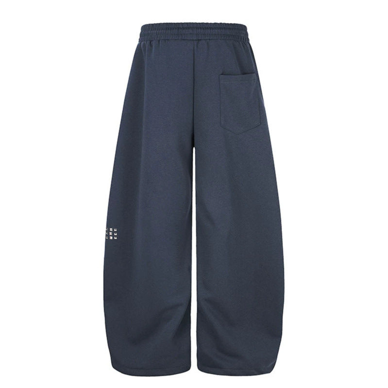 Women's Palazzo Sweatpants in Culotte Style with High Waist, Drawstring, Text Print and Rhinestone Trim Mune Fashion