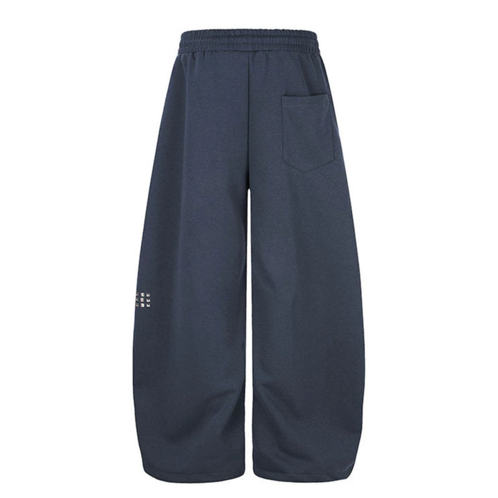 Women's Palazzo Sweatpants in Culotte Style with High Waist, Drawstring, Text Print and Rhinestone Trim Mune Fashion