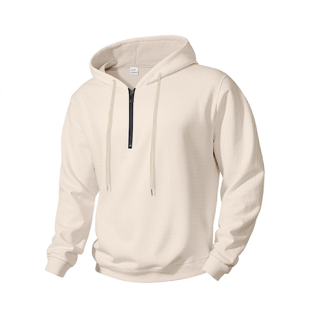 Men's half-zip hoodie made of cotton blend with drawstring and elastic ribbed cuffs Mune Fashion