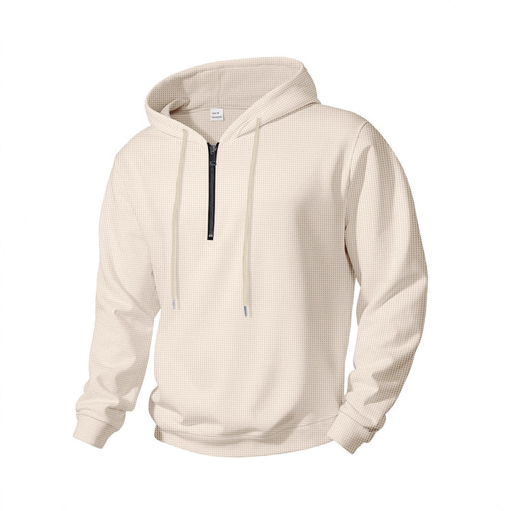 Men's half-zip hoodie made of cotton blend with drawstring and elastic ribbed cuffs Mune Fashion