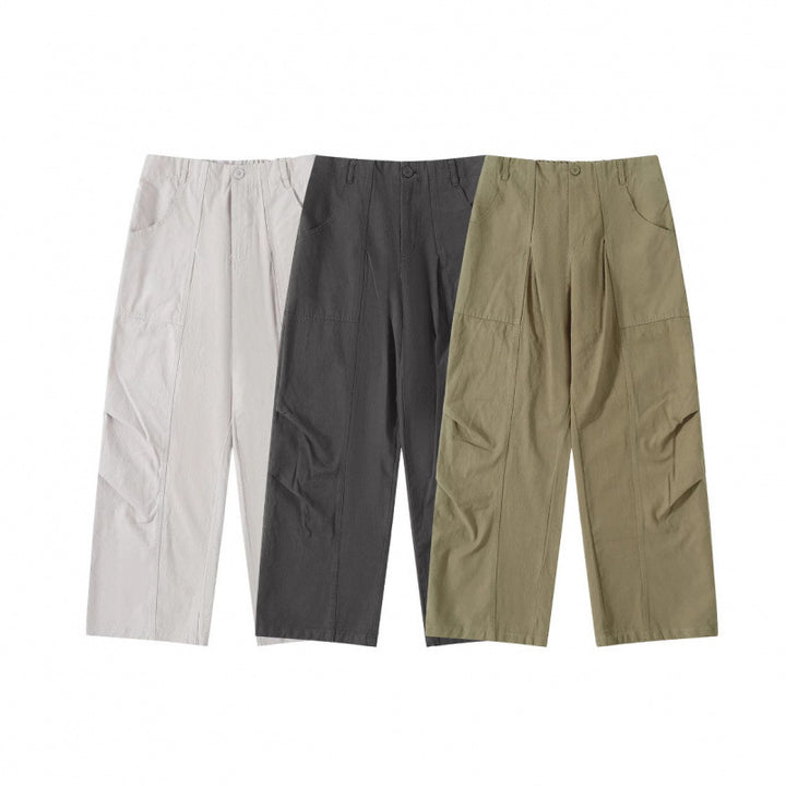 Women High-Waist wide Cargo Pants with dividing seams and patch pockets Mune Fashion