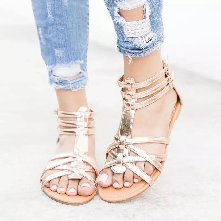 Women's Boho Sandals with Adjustable Ankle Straps and Ethno Print Mune Fashion