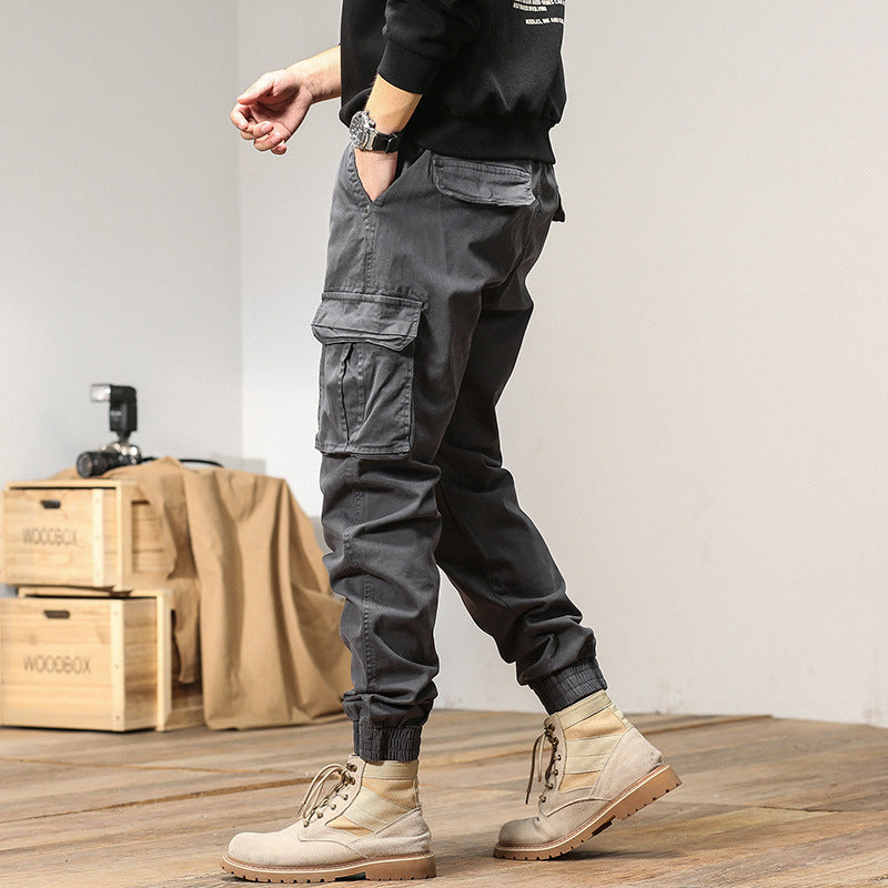 Herren Cargo-Joggerhose im Tactical-Streetstyle mit elastischem Bund, Klapp‑Utility‑Taschen und gerippten Beinabschlüssen Mune Fashion