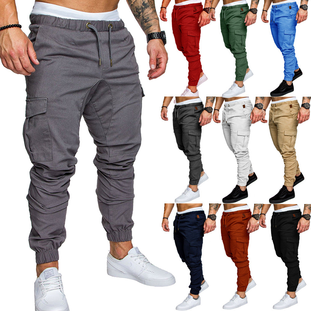 Men Tapered Cargo Jogger with elastic waistband, drawstring and pouch pockets Mune Fashion